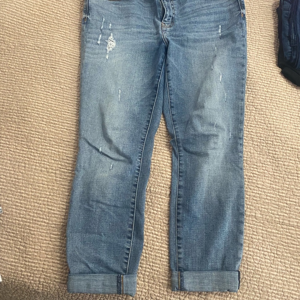 Blue Boyfriend Jeans with Distressing